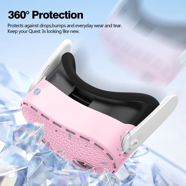 Til Meta Quest 3S beskyttende etui VR Headset Silikone Cover - Pink Pink