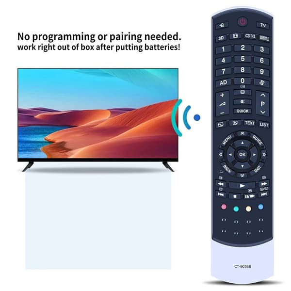 Fjernkontrollerstatning for CT-90388 For Toshiba TV Black