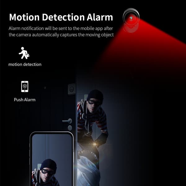 WiFi-sikkerhetskamera Night Vision Motion Detection 130 graders vidvinkel overvåking Black