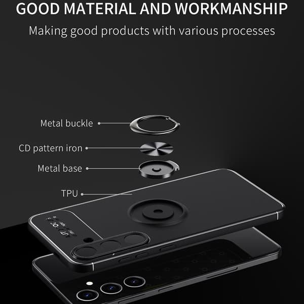 Samsung Galaxy S24+ TPU Deksel Med Fingerring - Svart Black