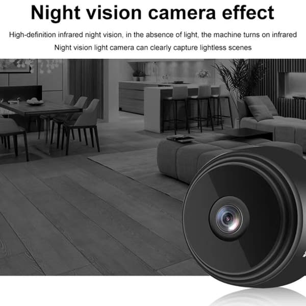 WiFi-kamera 1080P HD Magnetisk Overvåkingsspy uten Nattsyn Black