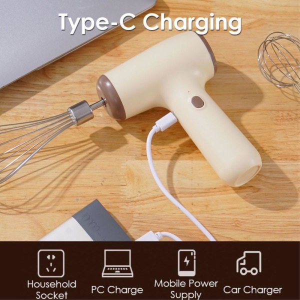 5-växlad sladdlös elektrisk handmixer Visp - Khaki Khaki