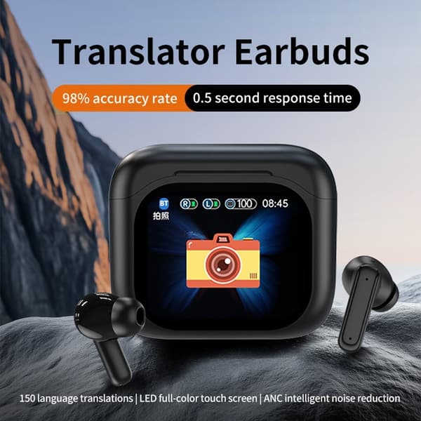 Oversætter 150 Sprog Oversættelse Smart Voice Bluetooth In Ear-hovedtelefoner - Sort Black