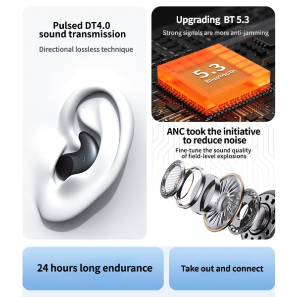 Sömn Hörlurar In ear att sova med Bluetooth Headphones - Svart Svart