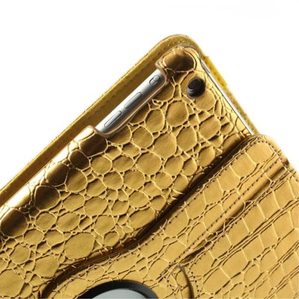 Fodral iPad Air / iPad 9.7 2017 & 2018 360 rotation Krokodil Guld Guld