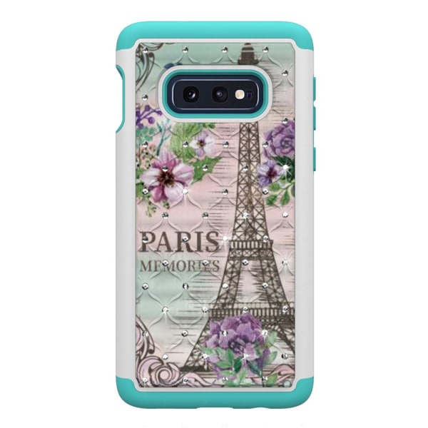 Samsung Galaxy S10e Pattern PC TPU Phone Shell - Eiffel Tower and Flower Black