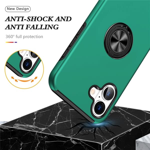 For iPhone 17 Hybrid-deksel med Fingerring Green