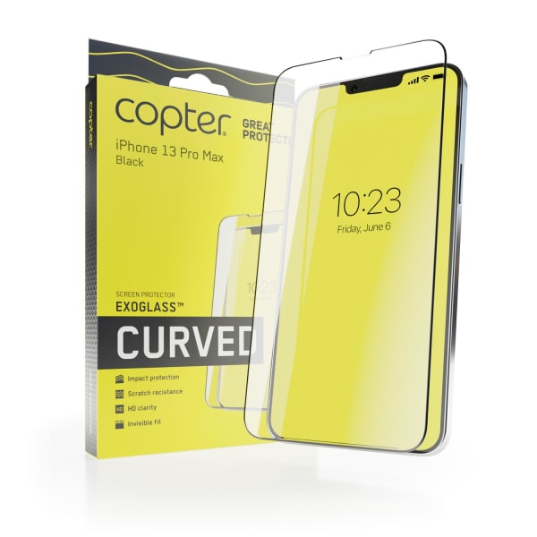 Copter Exoglass Curved Frame iPhone 13 Pro Max - Sort fuld lim Transparent