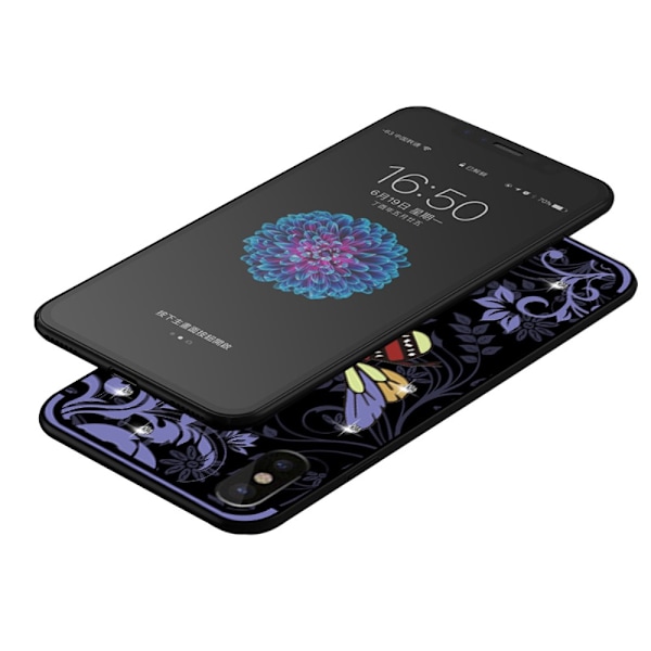 NXE Insect Pattern Rhinestone Decor TPU Cover for iPhone X - Purple Bee
