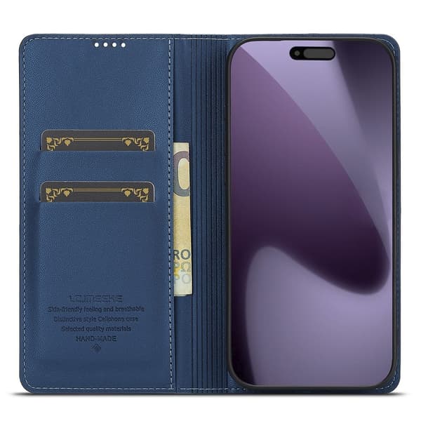 LC.IMEEKE Telefonlommebokdeksel med støtteben til iPhone 18 Pro / 17 Pro Blue
