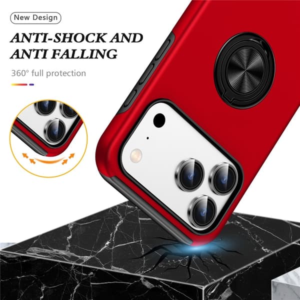 For iPhone 17 Pro Hybrid-deksel med Fingerring Red