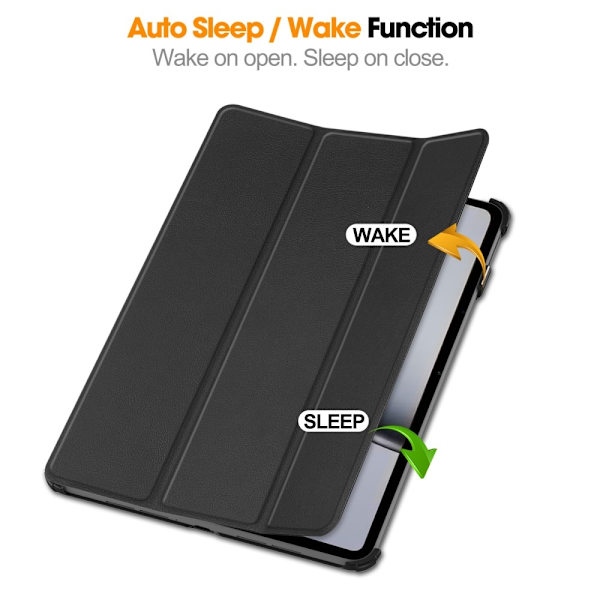 Til OnePlus Pad 2 Tri - fold Stand Wake/Sleep Cover Tabletetui - Sort Black