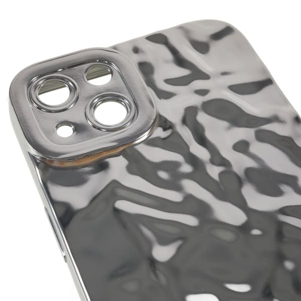 Til iPhone 15 Plus TPU Etui Elektroplating Rynket Ujævn Telefon Cover Silver