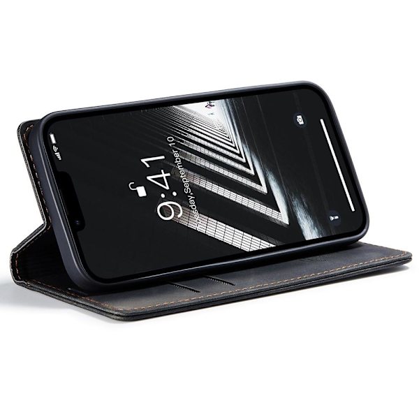 CASEME Retro tegnebog taske til iPhone 15 Pro Max - Sort Black