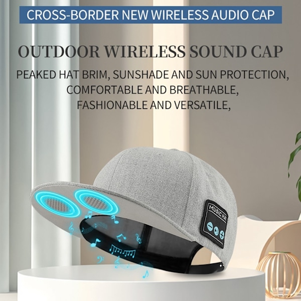 YX2 Hatt Keps Trådlös Bluetooth-hörlur Musik Högtalare Smart Cap Svart