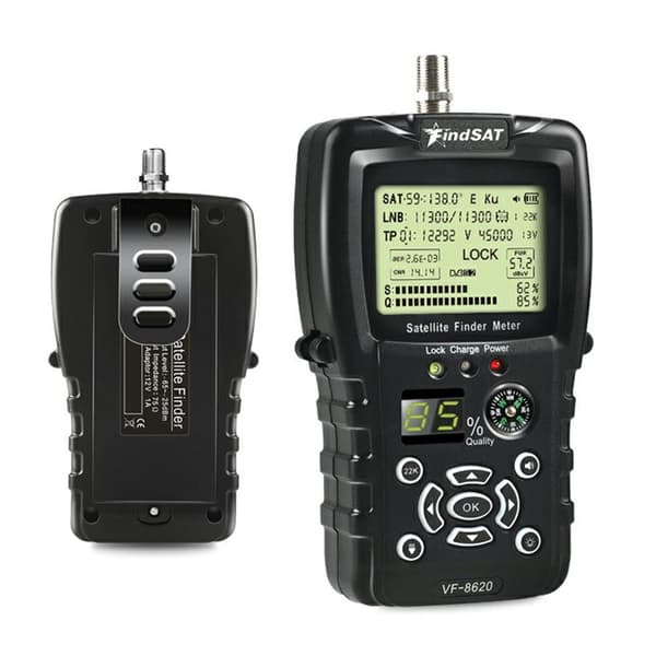 FINDSAT VF-8620 DVB-S2 S2X satelliittietsin Taskulamppu Kompassi Korkea signaalinvoimakkuus Black