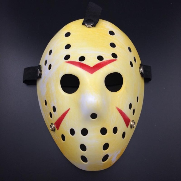 Friday The 13th Jason Mask för Halloween och party - Gul/Röd Gul