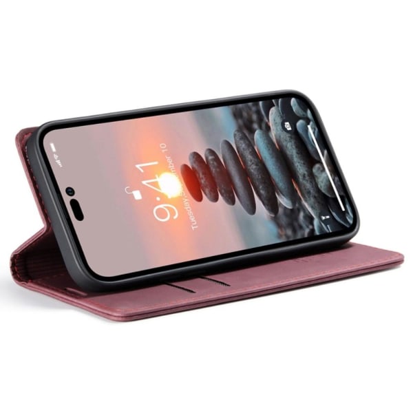 CASEME Retro Lompakkokotelo iPhone 14 Pro Max - Punainen Red