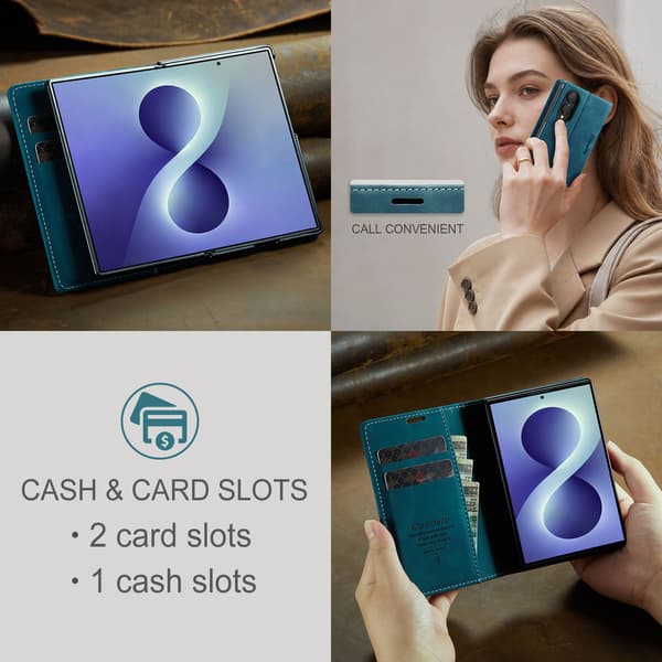 CASEME Telefonplånboksfodral med stöd till Samsung Galaxy Z Fold8 Blå