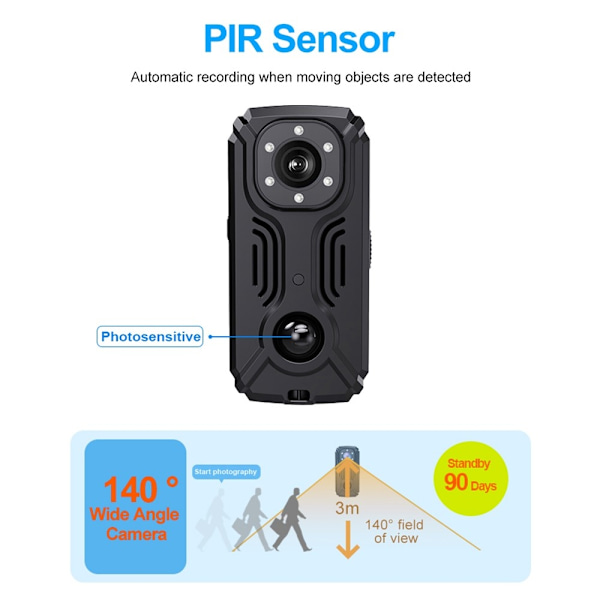 MD37 Video Recorder 2K Sport Camera Cykel med IR-CUT AP Hotspot Black