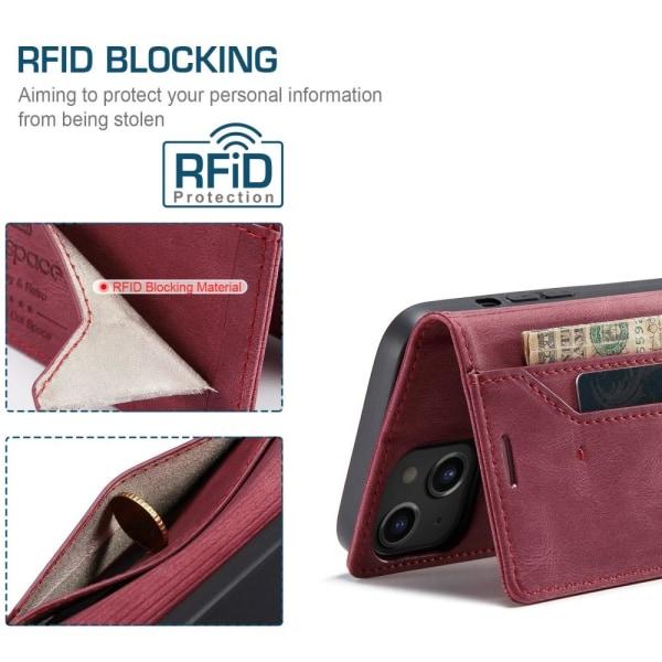 AUTSPACE A01 Retro tegnebog taske til iPhone 13 - rød Red