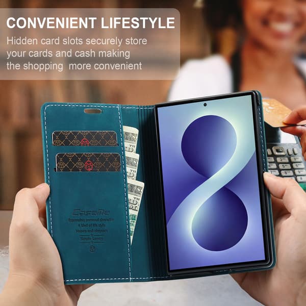 CASEME Telefonplånboksfodral med stöd till Samsung Galaxy Z Fold8 Blå