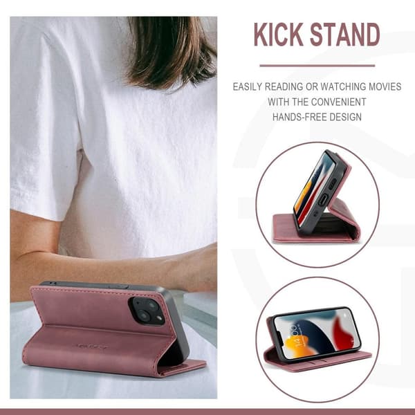 CASEME Retro Wallet Case for iPhone 13 - Winered Red