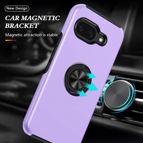 Til Google Pixel 9A Fingerring Kickstand Hybrid Taske Purple