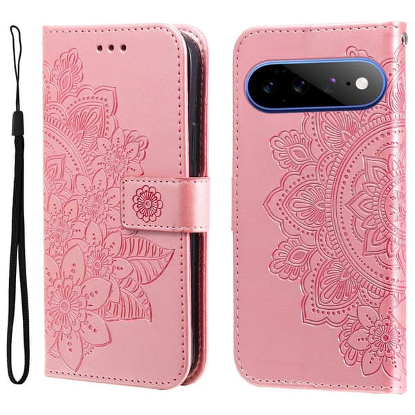 Blommönstrat Plånboksfodral med Stativ till Google Pixel 11 Pro XL Rosa