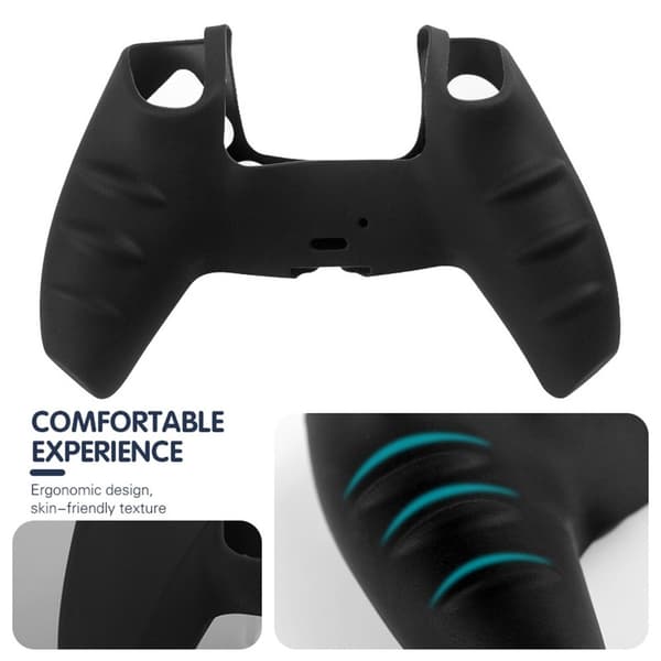 Playstation 5 / PS5 Silikone Skin Cover Case Anti - Slip Beskyttelse - Sort Black