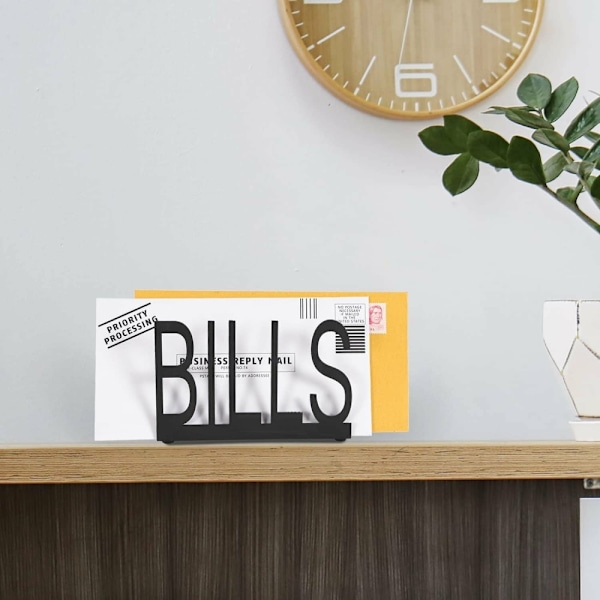 Brev Post Organiserare Metall Mail Organizer Hållare Brevsorterare Lagring Svart