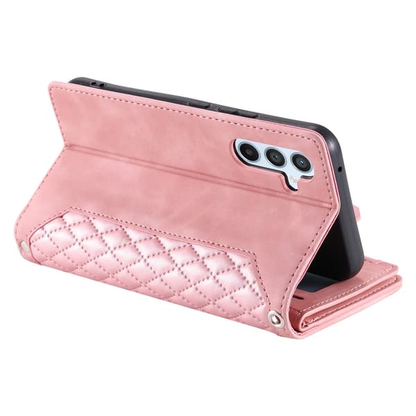 Rhombus-deksel med sømlinjer for Samsung Galaxy A37 5G rosa