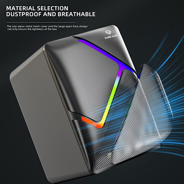 DARK ALIEN USB Stationära Högtalare Dator Laptop Subwoofer RGB Svart