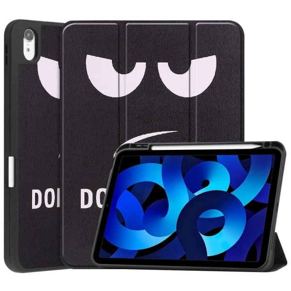 Apple iPad 10.9 2022 Slim fit tri-fold fodral Pennhållare - Don't Touch Me Svart
