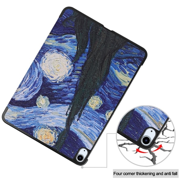 Til iPad Air 11 (2024) Etui Tre-fold Stativ Tablet Cover - Painting Multicolor