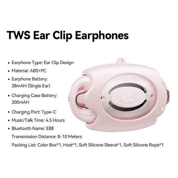 ESSAGER Bluetooth Headset Trådlösa hörlurar Svett-tåliga - Rosa Rosa