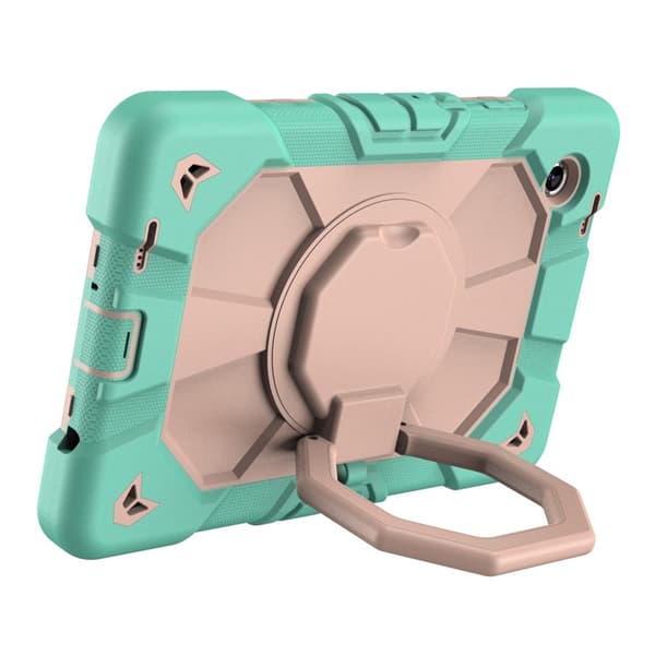 Til Samsung Galaxy Tab A11 Kraftig rustningsveske Nettbrettveske Green + Pink Multicolor