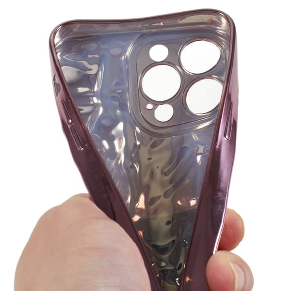 Til iPhone 15 Pro Max TPU Etui Elektroplating Rynket Ujævn Telefon Cover Pink