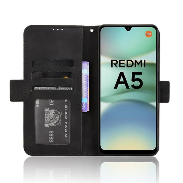 Til Xiaomi Redmi A5 4G Etui Telefonpung med Flere Kortlommer - Sort Black