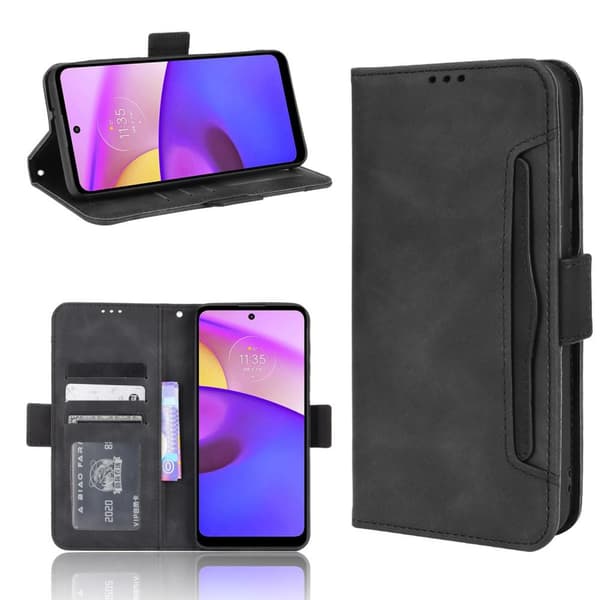 Pengesekk Stativ Telefonveske for Motorola Moto E20/E30/E40 - Svart Black