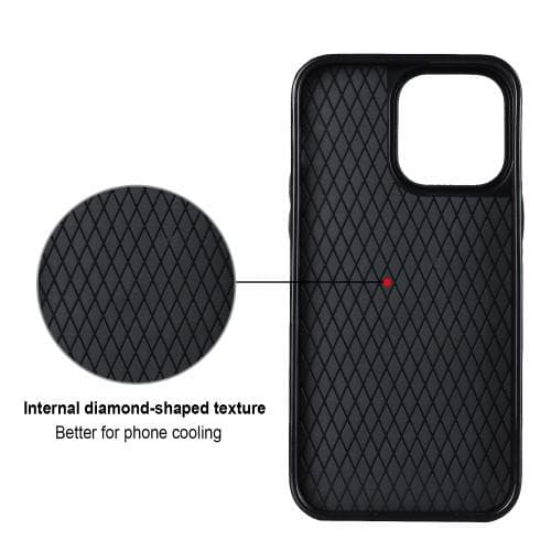 iPhone 14 Etui Rhombus Grid Mønster Bagcoverring Kickstand - Himmelblå Light blue
