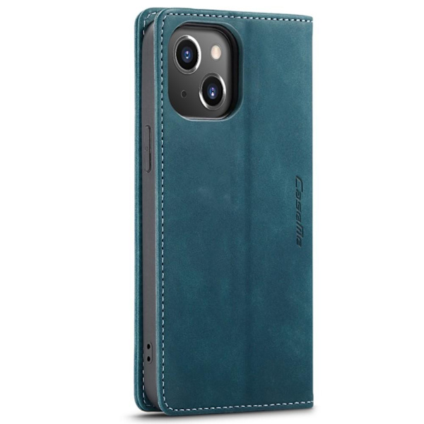 CASEME Retro lompakkokotelo iPhone 14 - Sininen Blue