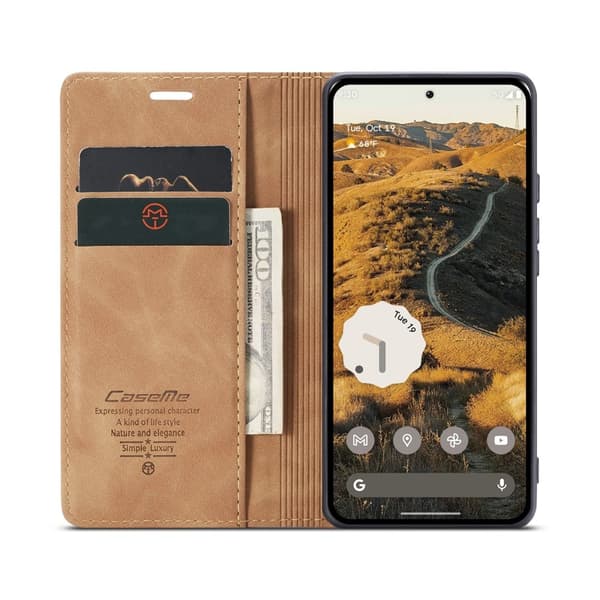 CASEME Til Google Pixel 9 Pro XL Etui Stativ Telefon Cover Brown