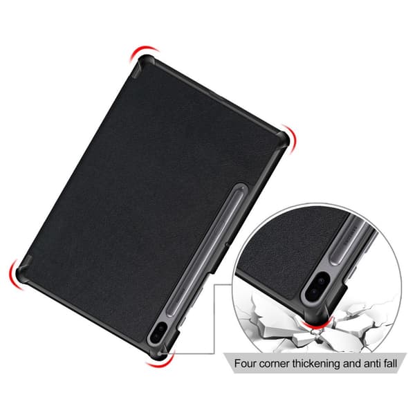 Tri - fold Stand Suojakuori - Samsung Galaxy Tab S6 - Musta Black