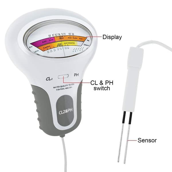 Testare Vattenkvalitet 2 i 1 pH/klornivå CL2  mätare med display för pool Spa Grön