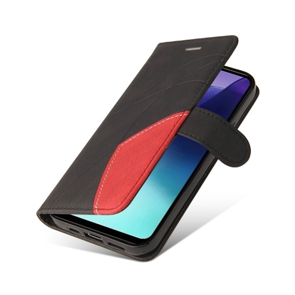 Til Xiaomi Redmi 14C KT-serie-1 dobbeltfarve tegnebog Black