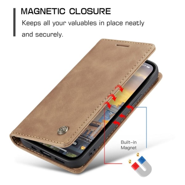 CASEME Retro lompakkokotelo iPhone 14 Pro Max - vaaleanruskea Brown