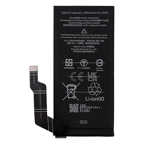 Batteri til Google Pixel 6a 3,85V 4306mAh Li-Polymer-batteri Enhedskode: GLU7G Black