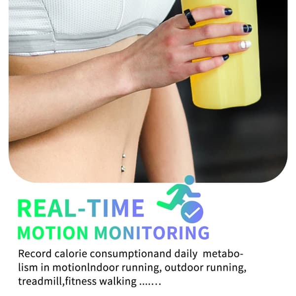 Monitoiminen Smart Ring Health Tracker Unisyke Veren happimittari 16# Black