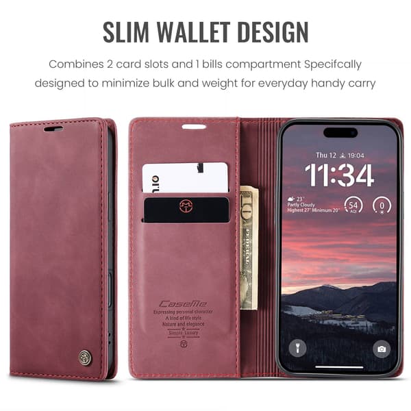 CASEME Retro lompakkokotelo iPhone Air Red
